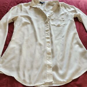 The Limited Essential Womens XS Cream Collared Button Front Top Blouse